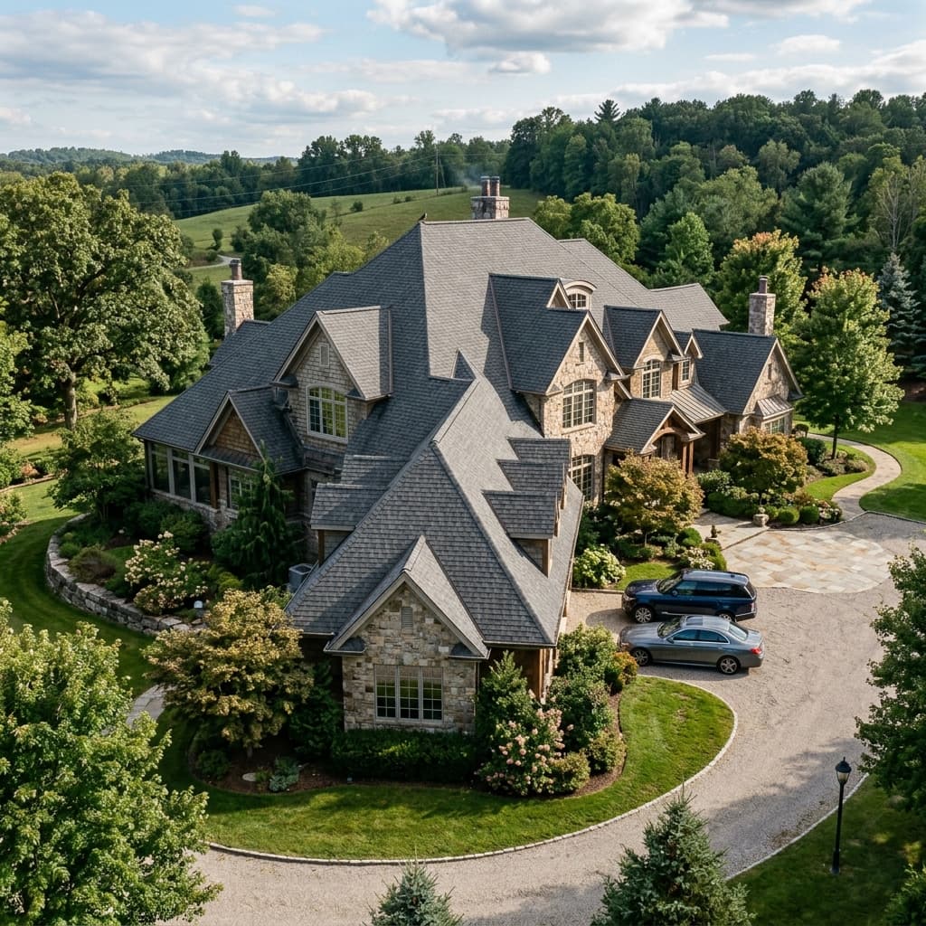 Large commercial estate with premium sloped roof